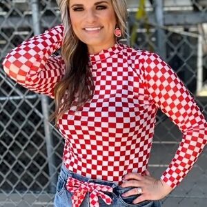 Red Checkered Women's Top